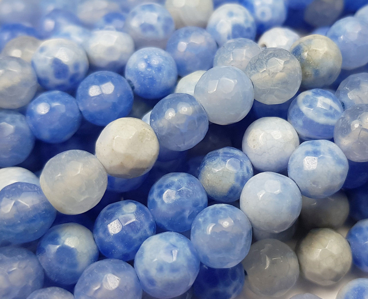 Pcs Gemstones Jewellery Fire Agate Faceted Round Beads 6mm Pale Blue/White 60 Pcs Gemstones Jewellery Fire Agate Faceted Round Beads 6mm Pale Blue/White 60